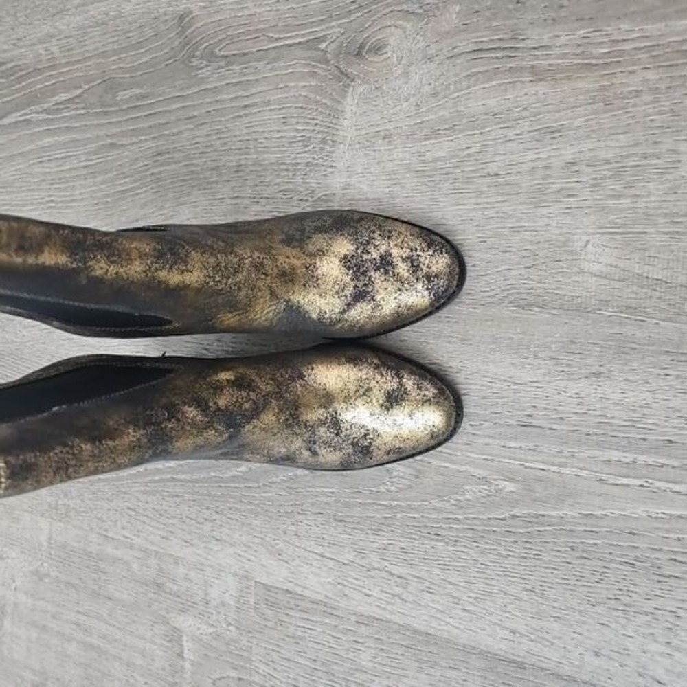 Lauren Ralph Lauren Ankle Boots Womens 7 Gold Excellent Metallic Block‎ Heel LRL - Picture 11 of 11